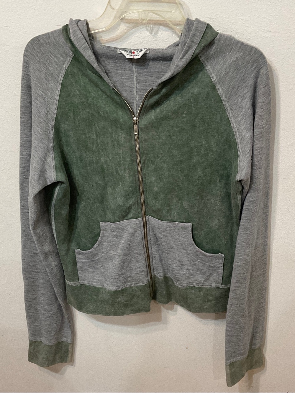 Hard Tail Forever Green & Gray Hooded Zip Jacket